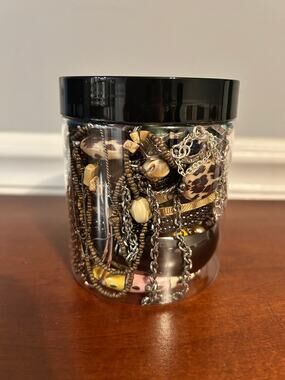 16 oz Vintage Mystery Jewelry Jar Packed Wearable Unboxing Estate Lot